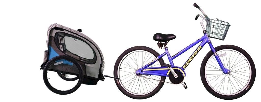 24" Small Adult Cruiser W/ Kiddie Cart & Basket VC